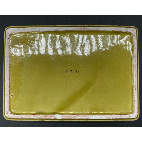 Vintage Cigarette Box Ashtray Set Mid Century Ceramic Card Suits Yellow Gold 60s - Picture 5 of 9